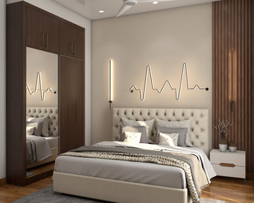 Compact Modern Master Bedroom Design With Wooden Panels